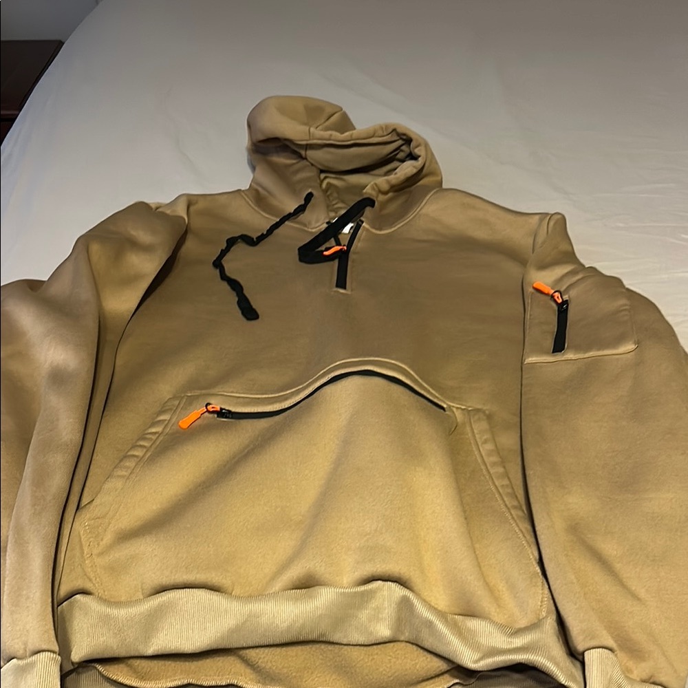 Tan Hoodie with Black Accents